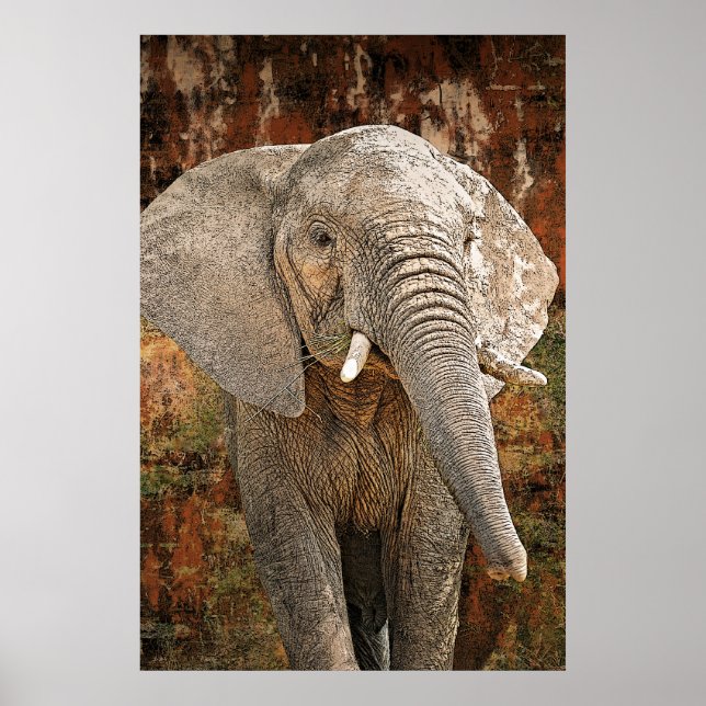 Elephant painting African art HUGE size Poster (Front)
