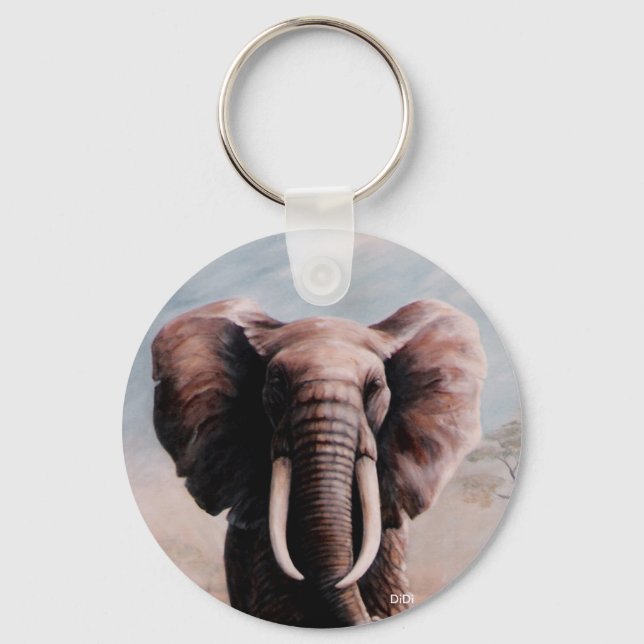 Elephant, painting by DiDi Key Ring (Front)