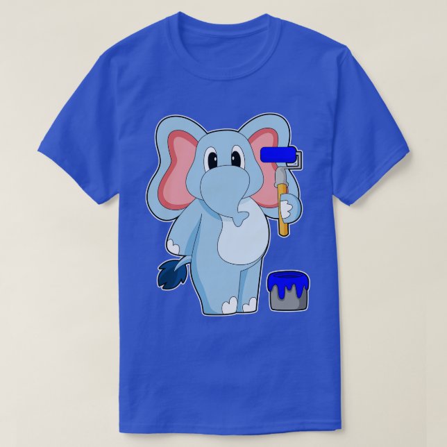 Elephant Painting Paint brush Paint bucket T-Shirt (Design Front)