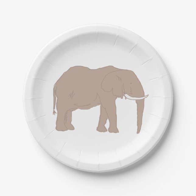 Elephant Painting Safari Party Paper Plate (Front)