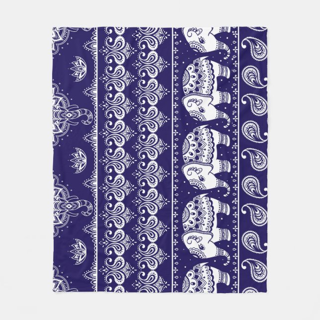 Elephant, paisley: tribal vintage pattern. fleece blanket (Front)