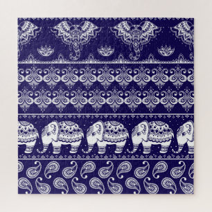 Elephant, paisley: tribal vintage pattern. jigsaw puzzle