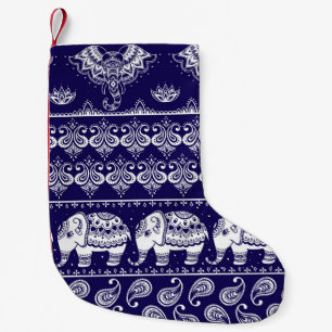 Elephant, paisley: tribal vintage pattern. small christmas stocking