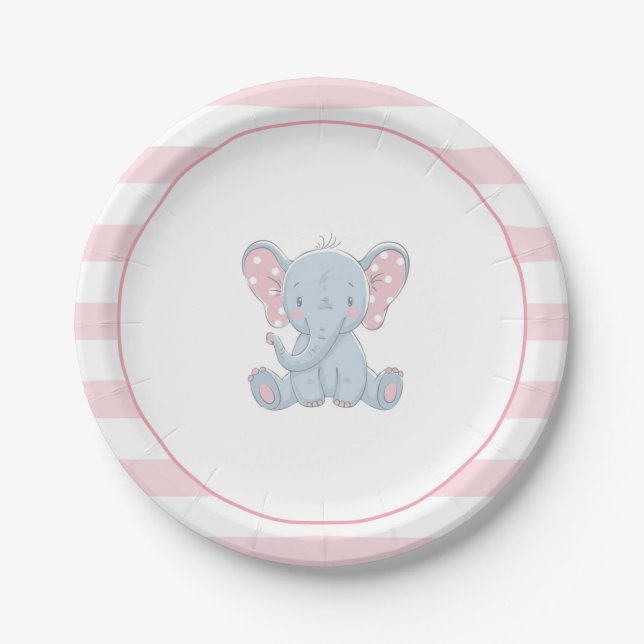 Elephant Paper Plate - Girl (Front)
