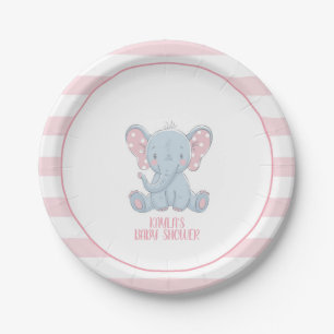 Elephant Paper Plate - Girl - Custom