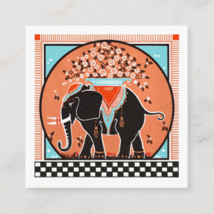 Elephant Parade in Orange Business Card