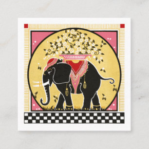 Elephant Parade in Yellow Square Business Card