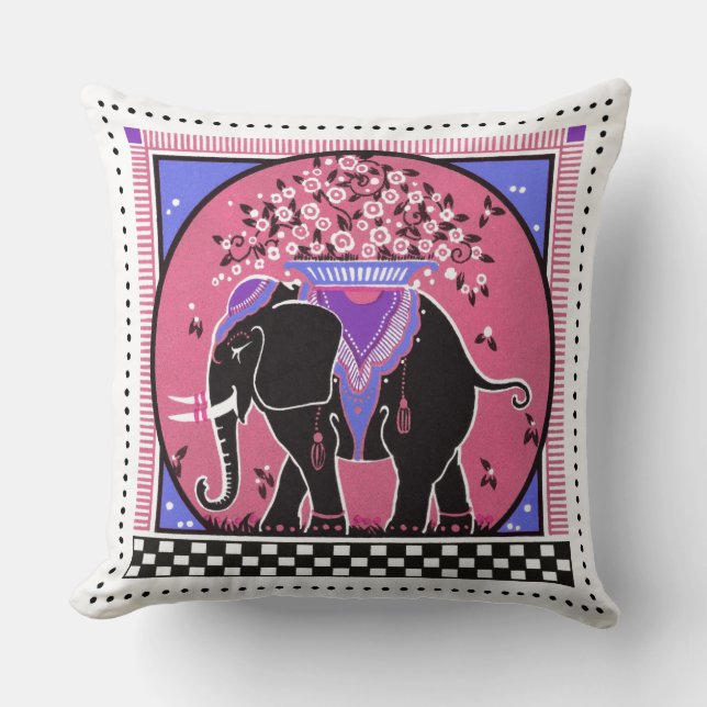 Elephant Parade Pillow in Pink (Front)