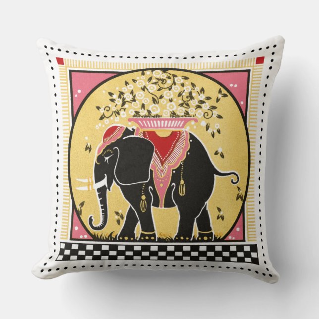 Elephant Parade Pillow in Yellow (Front)