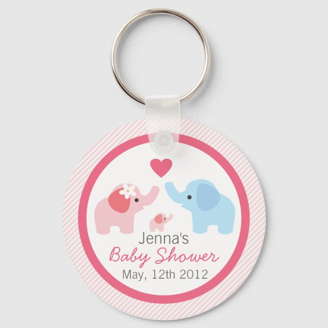 Elephant Parents and Baby Shower Key Ring (Front)