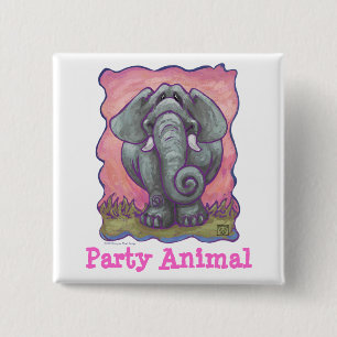 Elephant Party Animal Button