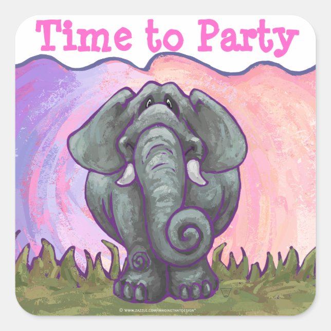 Elephant Party Centre Square Sticker (Front)