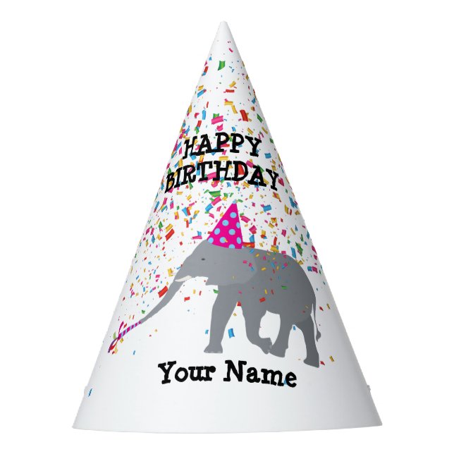 Elephant Partying - Animals at Birthday Party  Party Hat (Front)