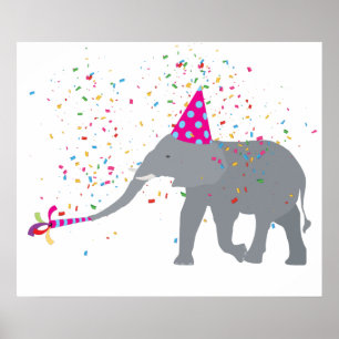Elephant Partying - Animals Having a Party Poster
