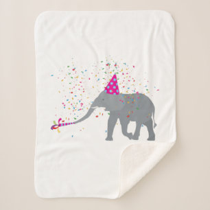 Elephant Partying - Animals Having a Party Sherpa Blanket