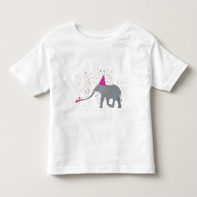 Elephant Partying - Animals Having a Party Toddler T-Shirt (Front)