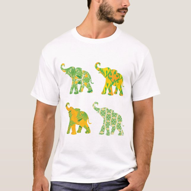 Elephant Pattern Art Print Unique Modern T-Shirt (Front)