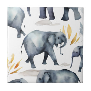 Elephant Pattern Ceramic Tile