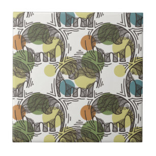 Elephant Pattern Ceramic Tile