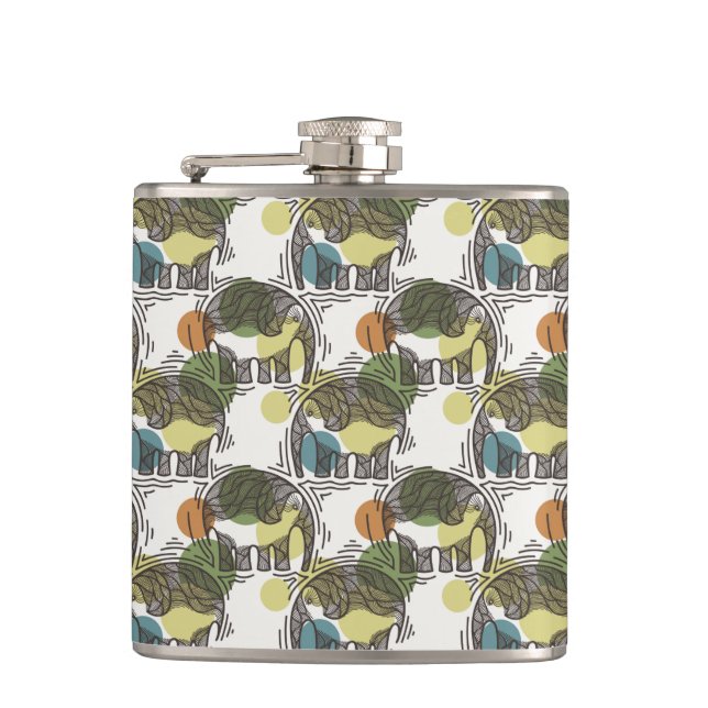 Elephant Pattern Hip Flask (Front)