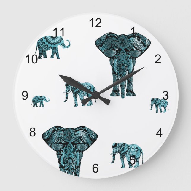Elephant Pattern Large Clock (Front)