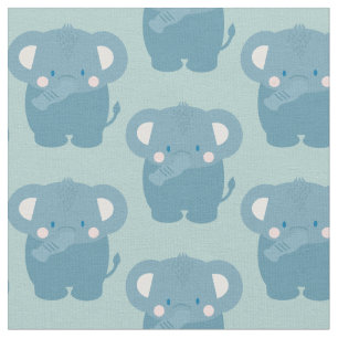 Elephant Pattern Light Blue Fabric