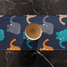 Elephant Pattern Long Table Runner