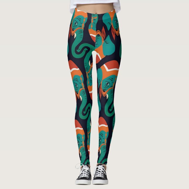 Elephant pattern printed leggings (Front)