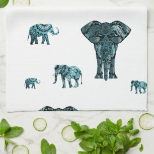 Elephant Pattern Tea Towel