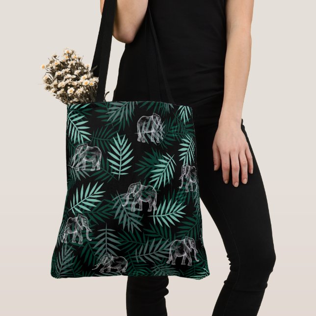 Elephant Pattern Tote Bag (Close Up)