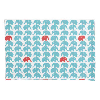 elephant pattern with red accent pillowcase