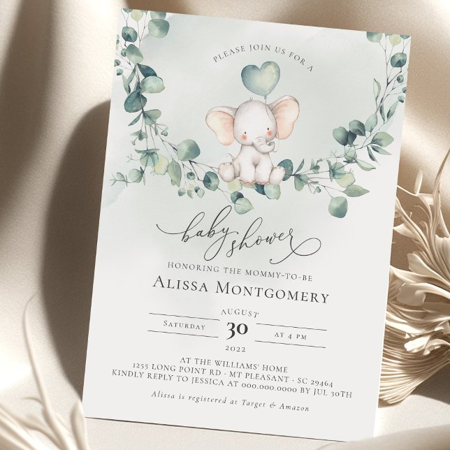 Elephant Peanut Baby Shower Invitation (Creator Uploaded)