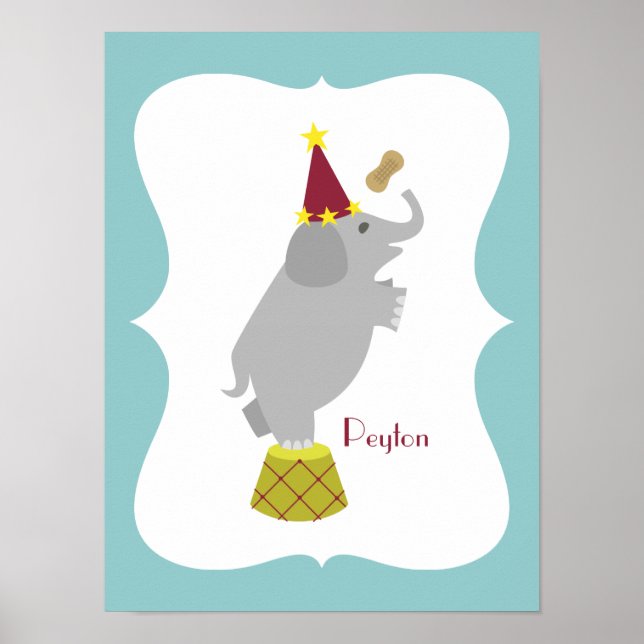 Elephant + Peanut Personalised Nursery Artwork Poster (Front)
