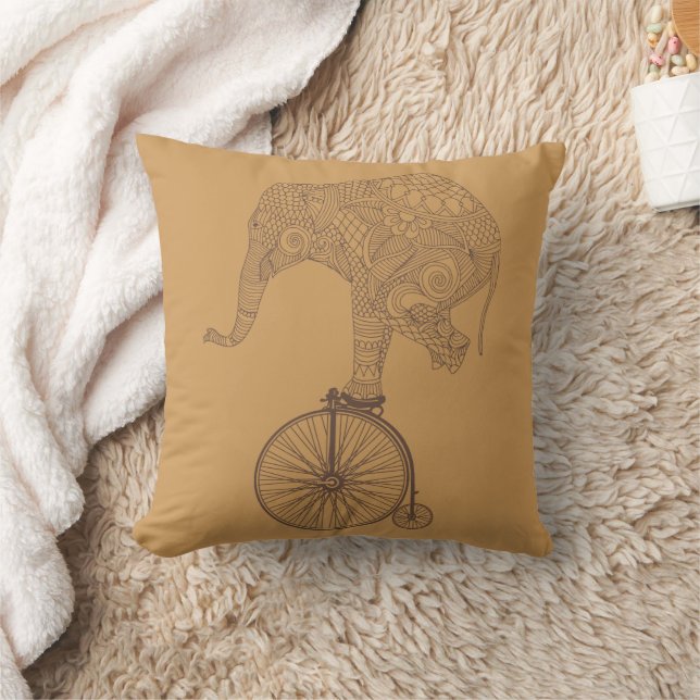 Elephant Penny Farthing Bicycle Balance Cushion (Blanket)