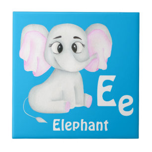 Elephant personalise ABC: Letter E - Add Your Name Ceramic Tile
