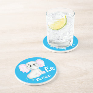 Elephant personalise ABC: Letter E - Add Your Name Coaster