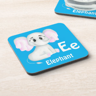 Elephant personalise ABC: Letter E - Add Your Name Coaster