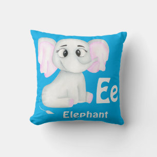 Elephant personalise ABC: Letter E - Add Your Name Cushion