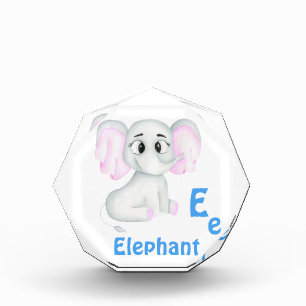 Elephant personalise ABC: Letter E - Add Your Name Photo Block