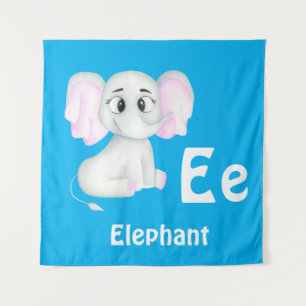 Elephant personalise ABC: Letter E - Add Your Name Tapestry