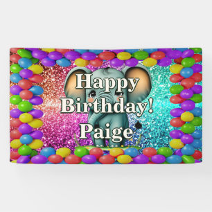 Elephant Personalised character birthday banner