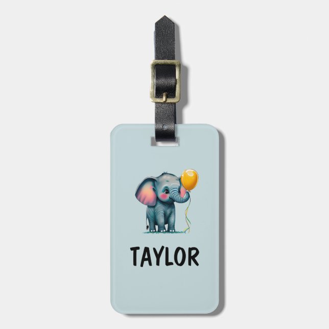 Elephant Personalised Colourful Bag Backpack Luggage Tag (Front Vertical)