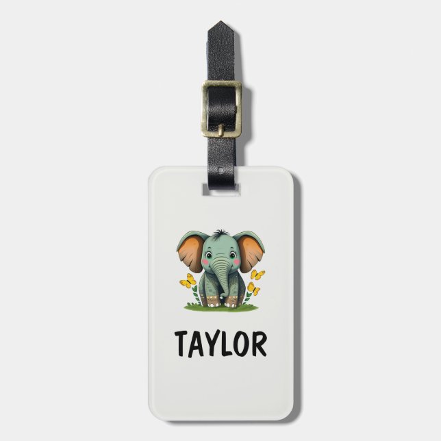 Elephant Personalised Colourful Bag Backpack Luggage Tag (Front Vertical)