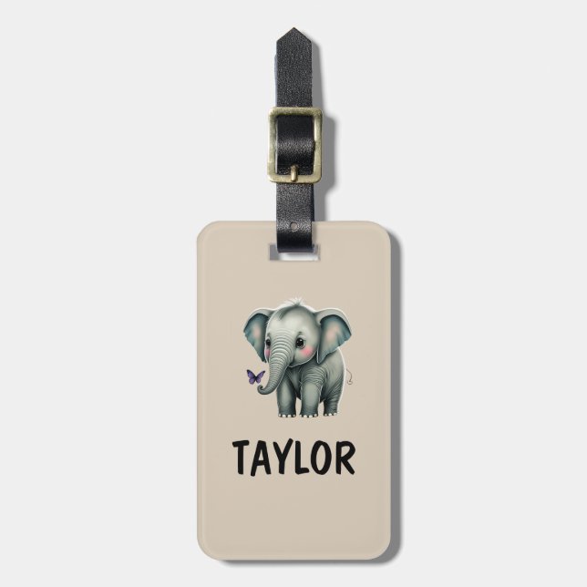 Elephant Personalised Colourful Bag Backpack Luggage Tag (Front Vertical)