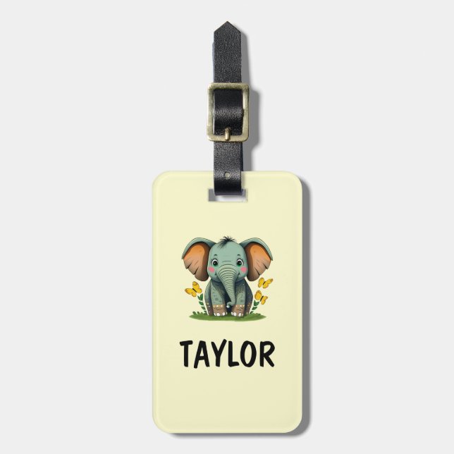 Elephant Personalised Colourful Bag Backpack Luggage Tag (Front Vertical)