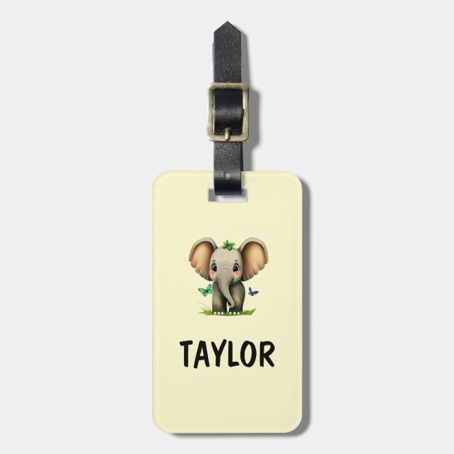 Elephant Personalised Colourful Bag Backpack Luggage Tag (Front Vertical)