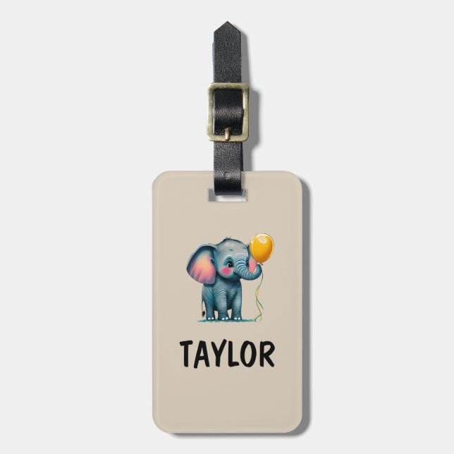 Elephant Personalised Colourful Bag Backpack Luggage Tag (Front Vertical)