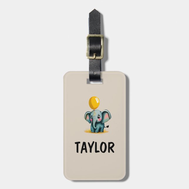 Elephant Personalised Colourful Bag Backpack Luggage Tag (Front Vertical)
