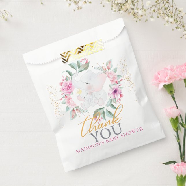 Elephant Personalised Elegant girl baby shower Favour Bag (Sealed)