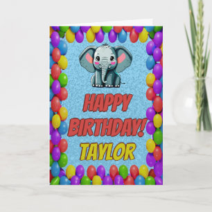 Elephant Personalised Fun Greeting Birthday Card